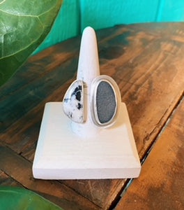White Buffalo and Druzy Ring - Sz 11