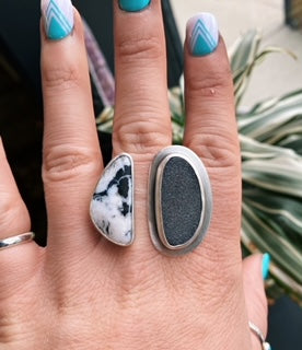 White Buffalo and Druzy Ring - Sz 11